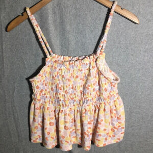 Womens NWT So Tank Top Beachy Ditsy Floral Print Babydoll Style Boho Coastal